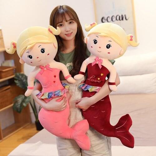 40-80cm Beautiful Crown Mermaid Plush Toy Kids Girl Cartoon Doll Stuffed Little Mermaid Doll Sofa Decor Girlf Birthday Xmas Gift