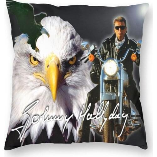 Johnny Hallyday Eagle Square Pillowcover Home Decorative Rock Star Cushion Cover Throw Pillow for Living Room Printing