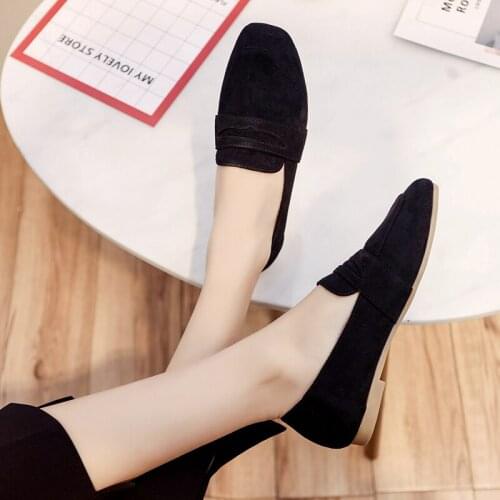 Loafers slip-on Square head solid female shoes 2020 new Suede flat comfortable shoes woman fashion women casual shoes U19-24