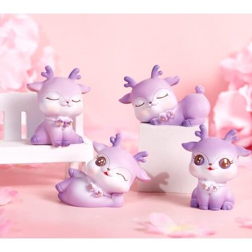 Lovely Mini Cartoon Deer Shaped Resin Crafts Home Living Room Desktop Decoration Ornaments Car Figurines Cake Baking Decorations