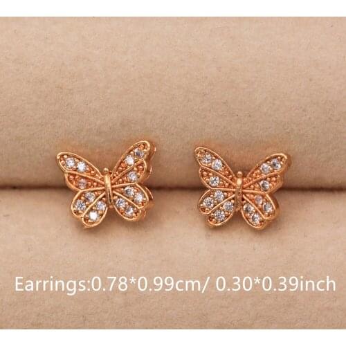 Trendy Bowknot Gold Plated Copper Stud Earrings White Zirconia For Women Fashion Jewelry Accessories Wedding Anniversary Gifti