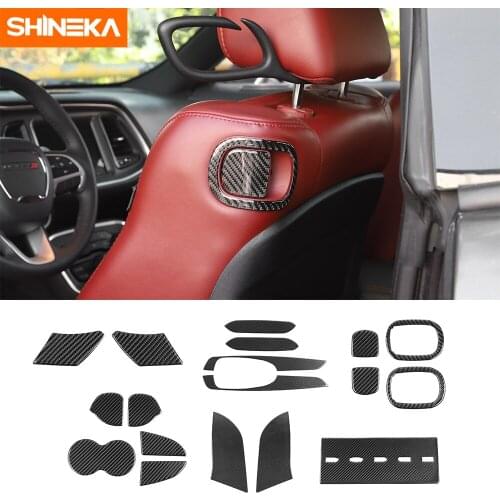 SHINEKA Interior Mouldings For Dodge Challenger 2015+ Car Carbon Fiber Decorative Trim Ring Stickers For Dodge Challenger