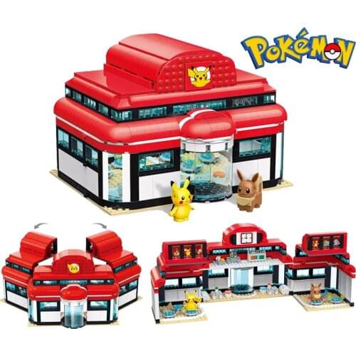 New Pokémon Center House Pikachu Building Blocks Classic Movie Model Puzzle Assembled Childrens Toys Childrens Gifts