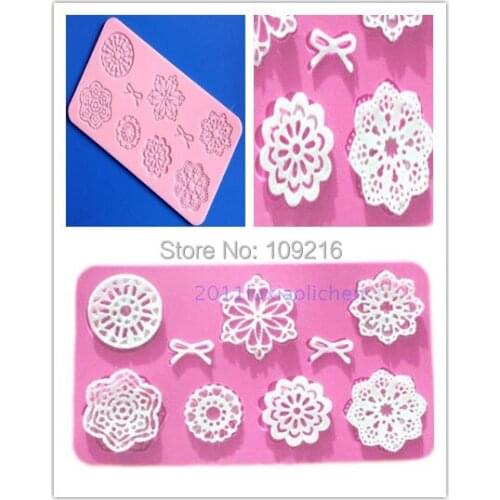 Wholesale!!1pcs Mini Pretty Snowflake etc. Hollow Bud Silk Lace (HY156) Silicone Handmade Fondant/Cake Decorating DIY Mold