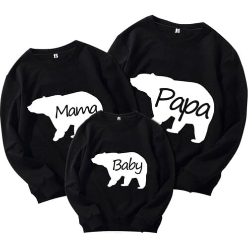 2018 Autumn Hoodies Bear Papa Mama Baby Family Matching Outfits Sweatshirts Print Sweatshirt Warm Pullovers Man Women Child