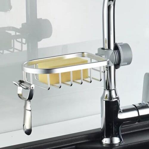 Kitchen Faucet Rack Sink Organizer Sponge Dish Cloth Finishing Rack Bathroom Storage Hanging Bath Shelf Kitchen Organizer