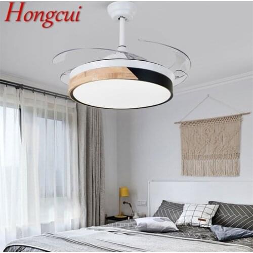 Hongcui Ceiling Fan Light Invisible Lamp Remote Control Modern Simple Cartoon LED For Home Children Bedroom