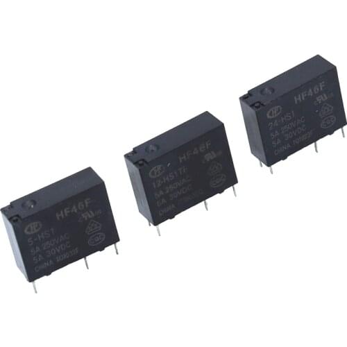 10PCS 5A 4Pin HF46F-5-HS1 HF46F-12-HS1 HF46F-24-HS1 Power Relay A Normally Open 5 12 24 VDC 5A 250VAC