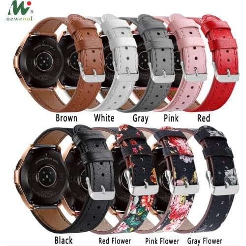Genuine Leather Strap For Samsung Galaxy SM-R810 42mm Watch Breathable Floral Band Adjustable Flower Slim Replacement Wristbands