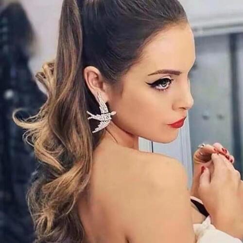 Rongho New Korea Crystal Swallow Stud Earrings for Women Animal Earring Femme Cute Brincos Rhinestone Brand Earring