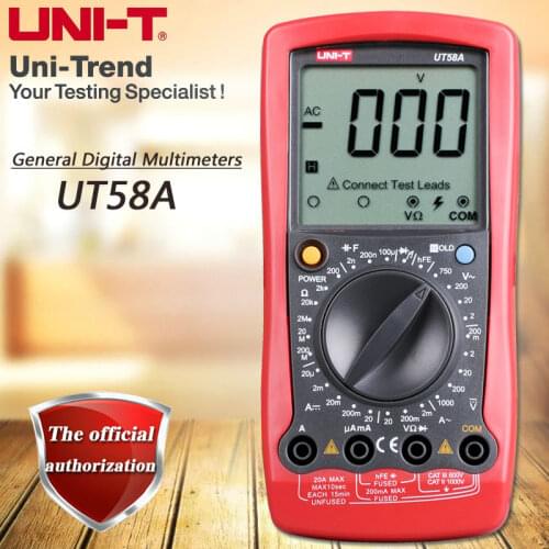 UNI-T UT58A manual digital multimeter resistance and capacitance test Table II, triode test digital to keep on and off beep