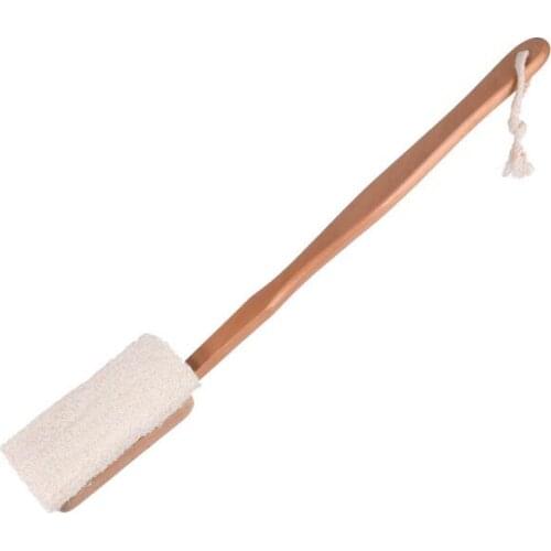 Natural Loofah Brush Bath Shower Brush Exfoliating Shower Body Scrubber Body with Long Wooden Handle Spa Massager LX2051