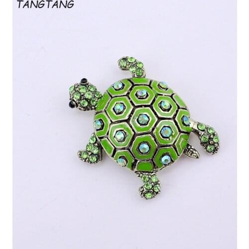 TANGTANG New Tortoise Brooch Inlaid Rhinestone Alloy Animal Brooch Enamel Paint Clothing Accessories Wholesale Child Jewelry
