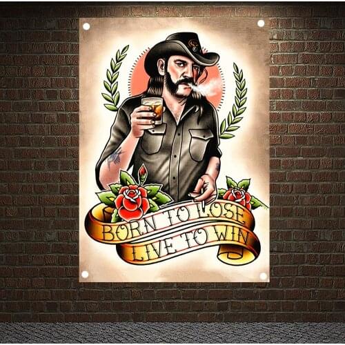 BORN TO LOSE LIVE TO WIN Vintage Tattoo Banners Vintage Canvas Painting Wall Art Print Posters Home Decor Mural Hanging Flags