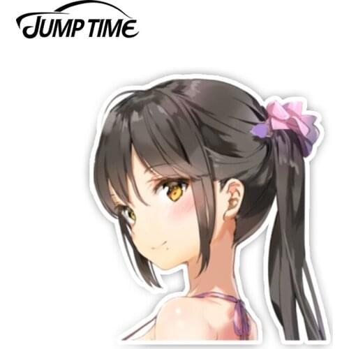 Jump Time 13cm x 9.4cm Car Styling Anmi PEEK BIG HEAD Sticker Window Funny Decal Vinyl Sexy Kawii Girl Car Stickers