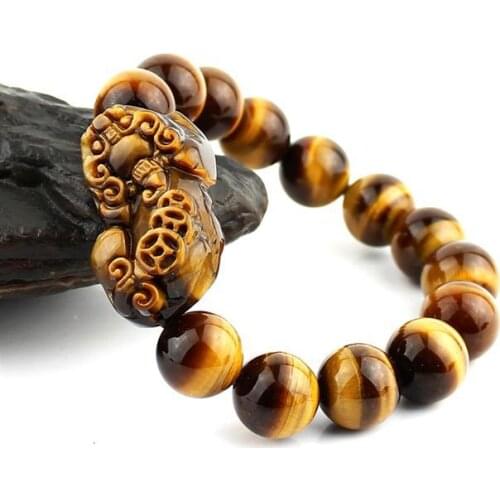 High quality Tiger Eye Beads Bracelet Feng Shui Wealth Pixiu Bracelet Jewelry Good Luck Bracelet Piyao Bracelet Jewelry