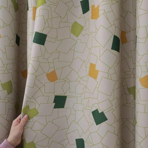 Square color high shading curtain printed fabric fashion small fresh polyester curtain finished Curtains for Living Room Bedroom