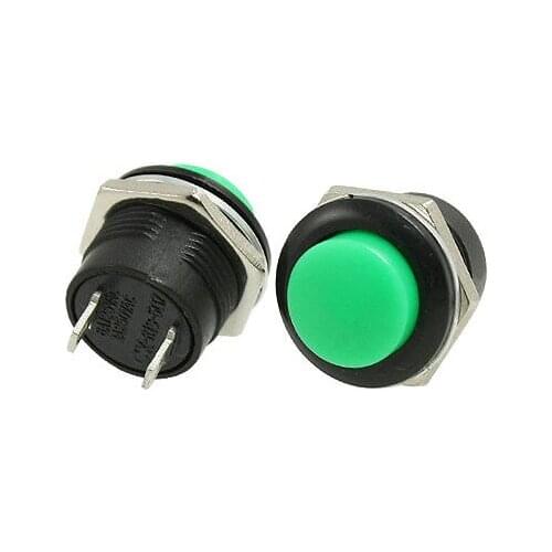 Green Momentary Round Push Button Switch N/O SPST AC 125V/8A 250V/3A