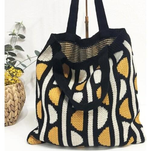 Ladies Retro Shopping Bag Reusable Handbags Foldable Grocery Bags Harajuku Shopper Hand Bags Tote Eco Large-capacity