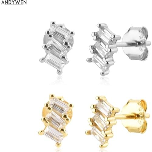 ANDYWEN 925 Sterling Silver Gold Joanne Gold Piercing Luxury Jewelry Clips Pendiente Stud Earring Women Wedding Jewelry Clips