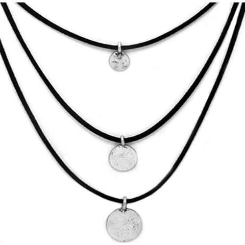 Ahmed Jewelry Europe Rope Boho Collar Choker Necklace Woman Multilayer Metal Coin Power Necklace Cute Hot