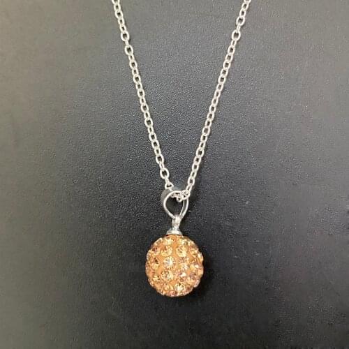 SALE Ball Bead Pendant Necklace for Women Full Crystals Zircon Silver Color Fashion Womens Jewelry Gift 18 Color