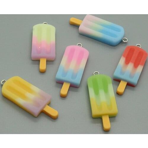 10pcs Cool Gradient 3D Popsicle Food Resin Charms DIY Earring Pendants Jewelry Make Women Men Necklace Keychain Accessory