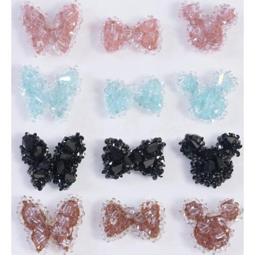 10pcs/lot 3D Cartoons Bow Butterfly Mouse Kawaii Crystal Nail Art Manicure Nails Accessories Decor DIY Nail Decorations Charms