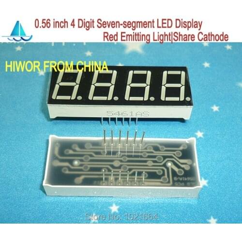 10pcs/lot)(LED Display) 0.56 Inch 4 Digits 7 Segment Red LED Display 12 Pins Share Common Cathode Digital Display