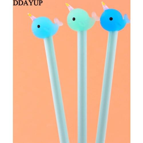 2 Pcs/lot Cute Kawaii Narwhal Gel Pen Signature Pen Escolar Papelaria School Office Supply Promotional Gift
