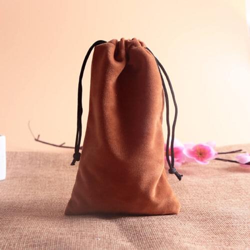 20pcs 9cmx15cm Brown Jewelry Packing Bags High Quality Soft Christmas Wedding Velvet Drawstring Gift bags Pouches Coffee Color