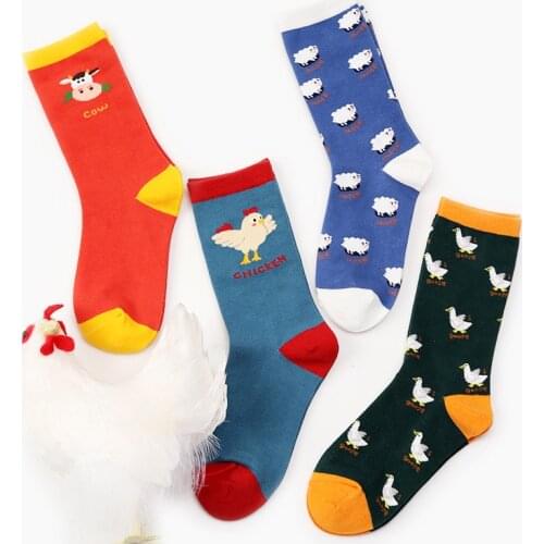 2020 Cows,Goose,Chicken,Sheep Socks Women Unisex Hipster Socks Cotton Short Cozy Farm Animals Cute Socks Female Men Zoo Pop Soks