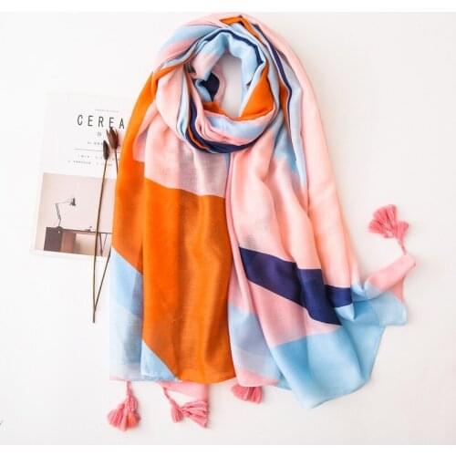 2021 New Fashion Autumn Women Viscose Scarf Polka Tassel Beach Hijab Shawls and Wraps Female Foulards Echarpe Muslim Hijab