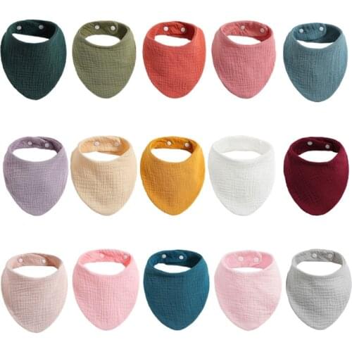 3Pcs/Lot 100% Cotton Muslin Bibs 3 Layer Burp Cloth Super Soft & Absorbent for Infants & Toddlers Adjustable Bibs with Snaps