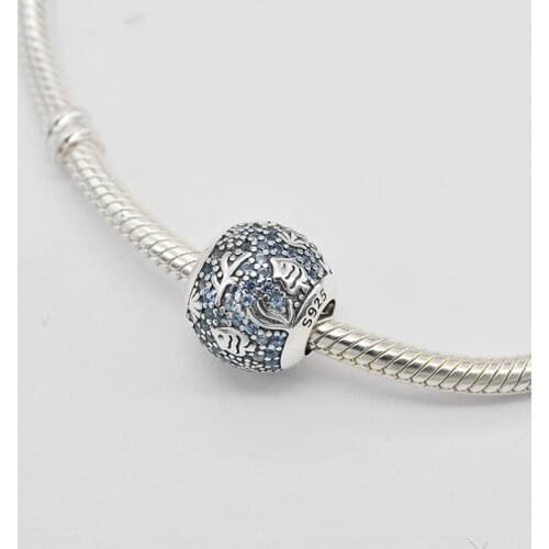 925 Sterling Silver Blue Zircon CZ Oceanic Biological Starfish Fish Pendant Charm Bracelet DIY Jewelry Making For Pandora