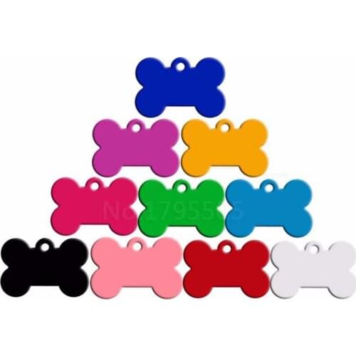 100Pcs Personalized Dog ID Tags Aluminium Customized Pet Tag For Cats Engraved Cat Tag Bone Dog Collar Pendant