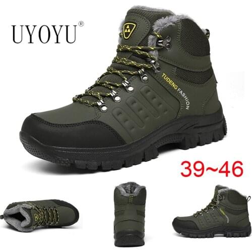 Brand Mens Winter Boots Warm Mens Snow Boots High Quality Leather Waterproof Men Sneakers Outdoor Men Hiking Boots Work Shoes