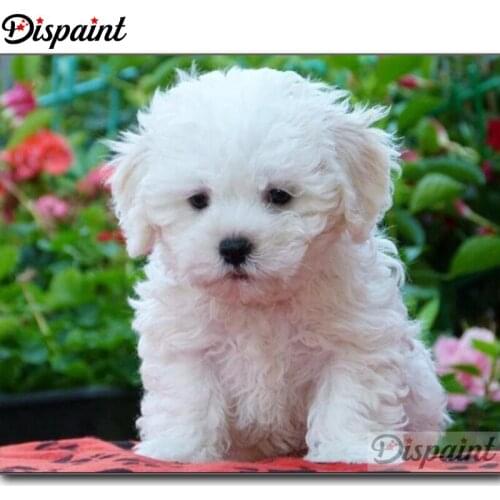 Dispaint 5D Diamond Painting Full Drill Diamond Embroidery "Animal dog flower" Picture Of Rhinestone Handmade Home Decor A25785