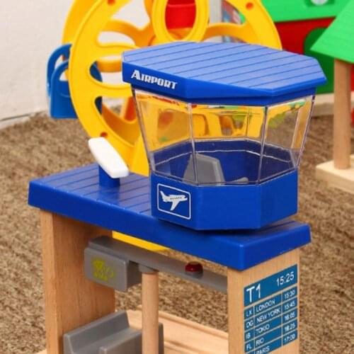 DIY Wooden Airport Terminal Railway Scene Track Accessories Kids Educational Toy K1MA