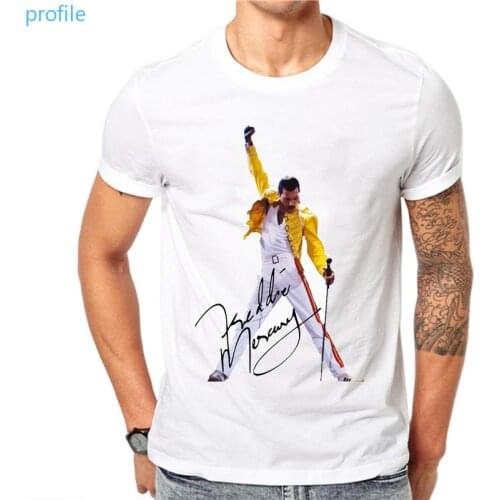 Mens Freddie Mercury The Queen T-Shirt Mens T-shirts Hip Hop Rock Hipster T Shirt Casual Tshirts Harajuku Top Tees