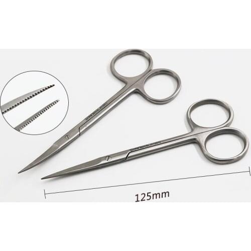 Jinyan 12.5cm Fine Toothed Tissue Scissors Double Eyelid Rhinoplasty Tools Surgical Scissors With Tooth Ripper
