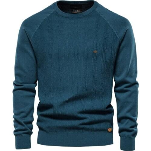 Cotton Drop Sleeve Sweater Men Casual Solid Color Basic Pullovers Knitted Sweaters Male New Winter Quality Mens Sweater