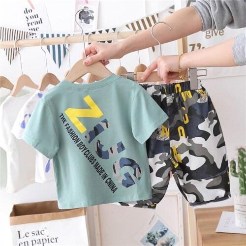 Summer Cartoon T-shirt+Shorts 2PCS Kids Boys Suit For 18M-8Yrs Baby Boys Clothing Set Fashion China Style Boys Clothes Suit