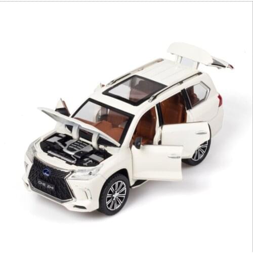 1:24 Simulation Lexus LX570 Childrens Toy Alloy Car Model Decoration Boys Birthday Christmas New Year Gift White Car