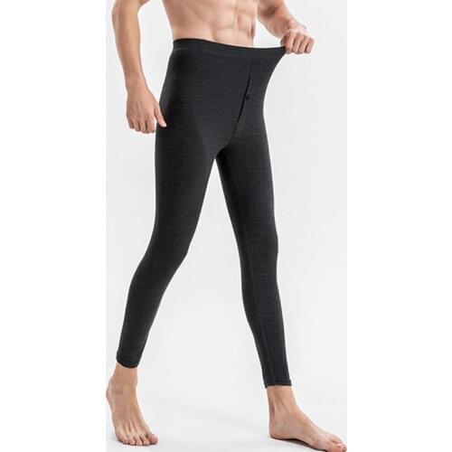 Men Thermal Underwear Bottoms High Waist Seamless Plush Leggings Pants Autumn Winter Warm Fitness Sleepwear Pajamas Trousers 3XL