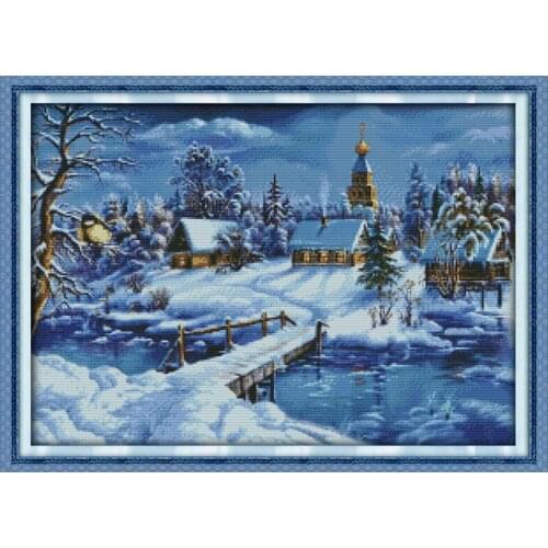 A world of ice and snow counted printed on the canvas 11CT 14CT DIY kit wholesale Cross Stitch embroidery needlework Sets