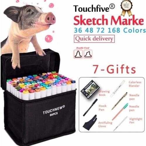 Touchfive marker Set 30/40/60/80/168 Colors Markers Pen Alcohol Based Sketch Oily Dual Brush Pen for Artist Drawing Animation