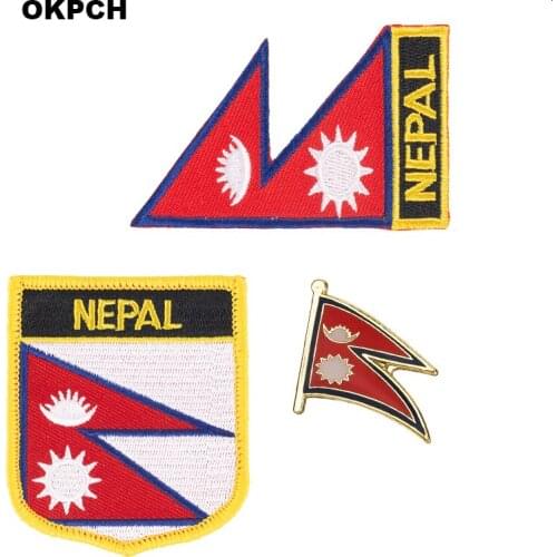 Nepal flag patch badge 3pcs a Set Patches for Clothing DIY Decoration PT0140-3