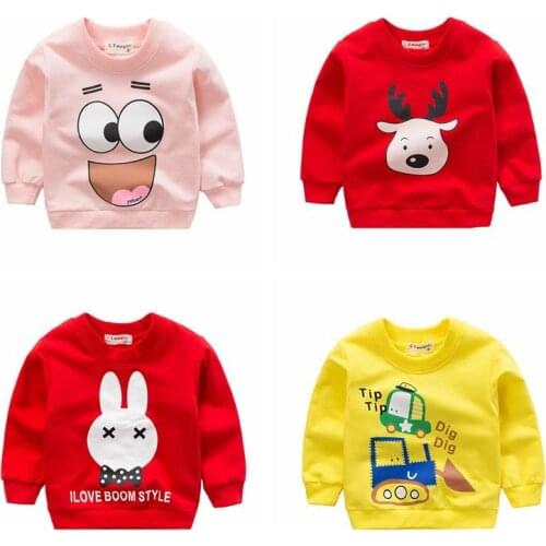 New Arrival Cartoon Print Newborn T-shirt Baby Cotton Round-necked Sweatshirt Kids Baby Boy Girl Hoodies Infant Clothes