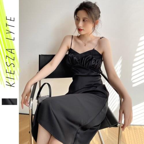 Sexy Summer Dress for Women 2021 New Black Satin Chain Elegant Evening Party Club Female Bodycon Dresses robe femme